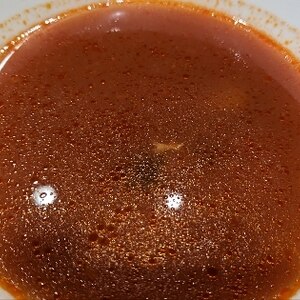 ■15分で..トマトジュースで大豆の赤いスープ